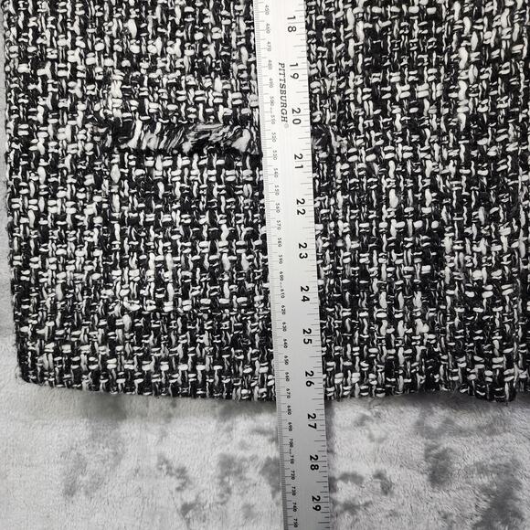 Vintage JM Collection Jacket Womens 16 Black White Tweed Full Zip Collarless - Picture 10 of 13
